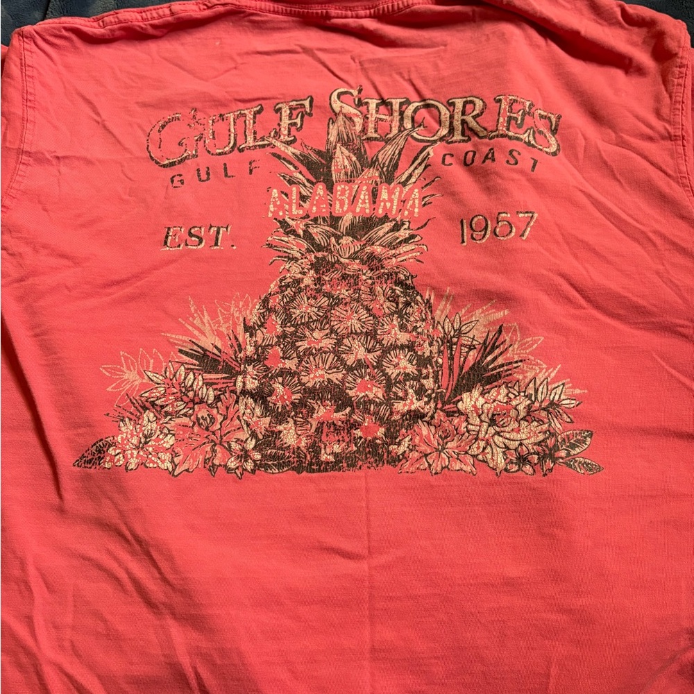 Coral Graphic T-Shirt with Pineapple Design